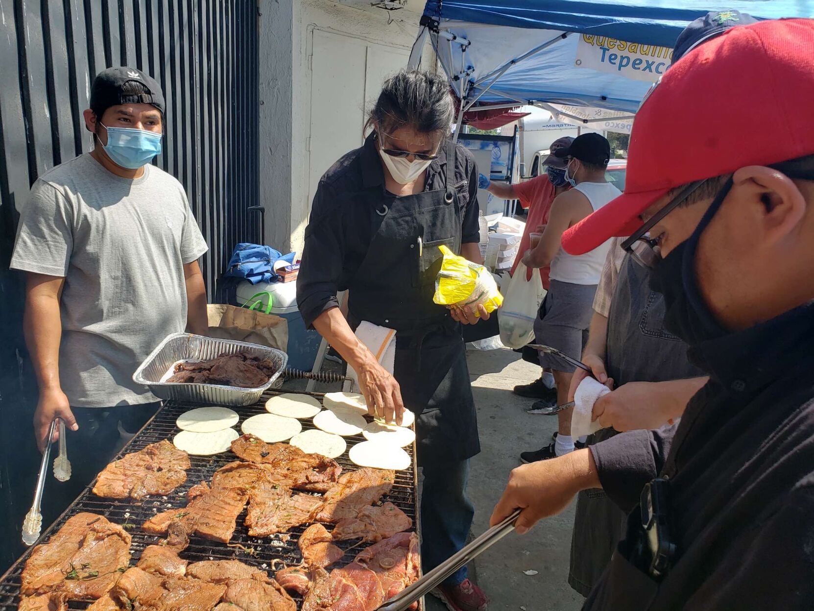 Working the grill